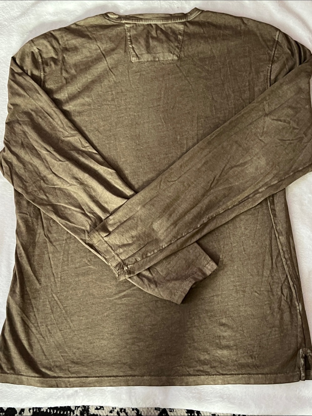 John varvatos Men's Long Sleeve Crewneck Shirt in Khaki XL - Picture 4 of 8
